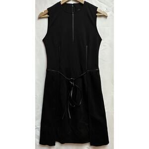 Vintage Ralph Rucci Chado Wool Shift Dress Leather Trim Raw Stitch Detail Sz 4